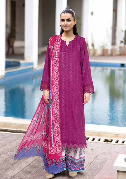 CHIKEN-KARI LAWN WITH PRINTED CHIFFON DUPATTA AND PRINTED TROUSERS