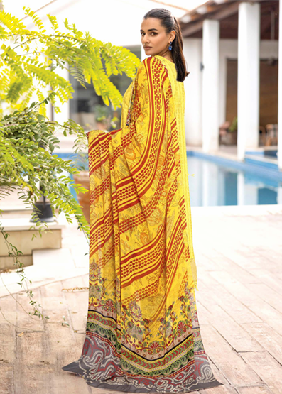 CHIKEN-KARI LAWN WITH PRINTED CHIFFON DUPATTA AND PRINTED TROUSERS