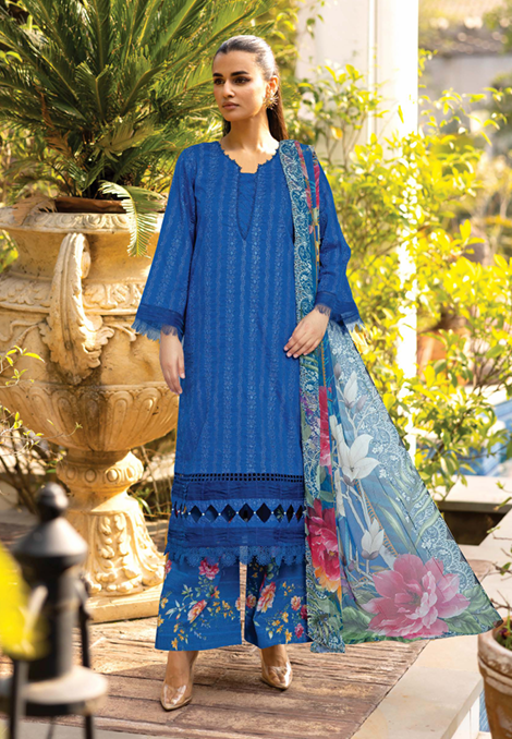 CHIKEN-KARI LAWN WITH PRINTED CHIFFON DUPATTA AND PRINTED TROUSERS
