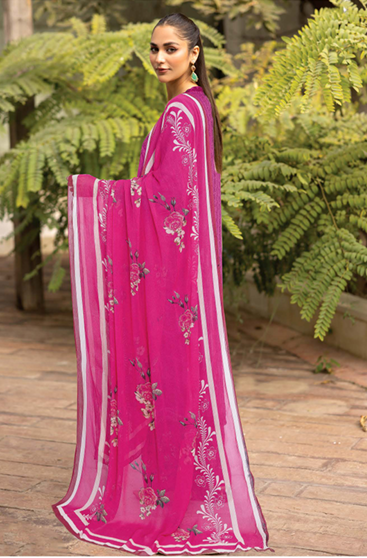 CHIKEN-KARI LAWN WITH PRINTED CHIFFON DUPATTA AND PRINTED TROUSERS