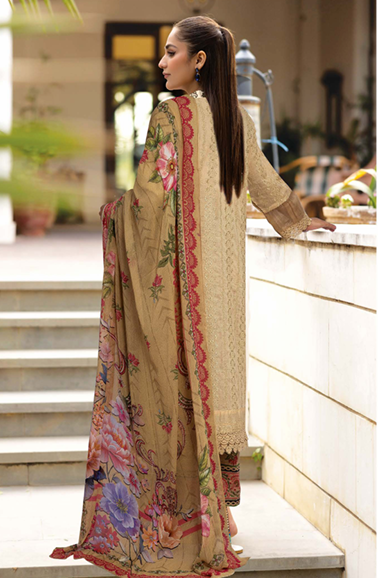 CHIKEN-KARI LAWN WITH PRINTED CHIFFON DUPATTA AND PRINTED TROUSERS